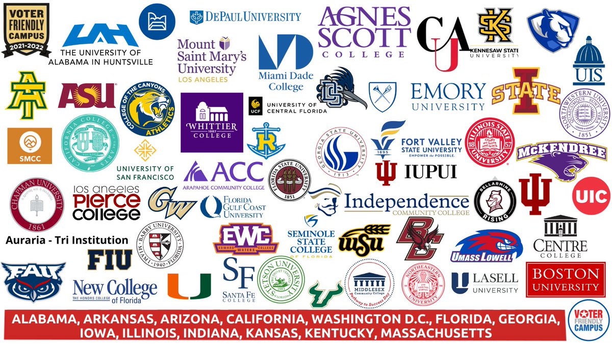VFCampus's tweet image. The moment you&apos;ve all been waiting for...

Presenting the 2021 - 2022 Voter Friendly Campus Designees 🥁...

Learn more about them at voterfriendlycampus.org/campus-designe…

Read our full statement at campusvoteproject.org/post/naspa-and…