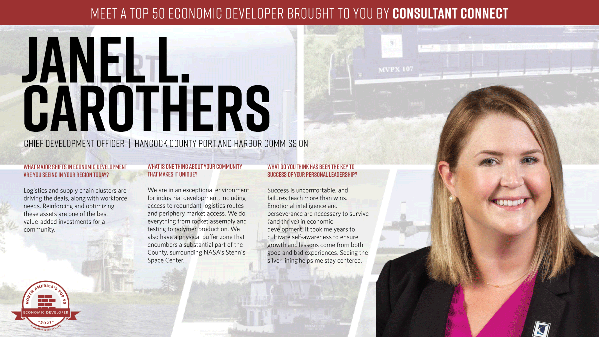 Buckle up and head SE to visit #NATop50 winner <a href="/JanelCarothers/">Janel L. Carothers✨</a> of <a href="/HancockCountyMS/">Hancock County Port and Harbor Commission</a>, listening to a playlist with everything from classic rock, rap, and pop. Check out below the key to her #leadership, shifts she's seeing in #econdev + more. Congrats Janel! bit.ly/NATop50