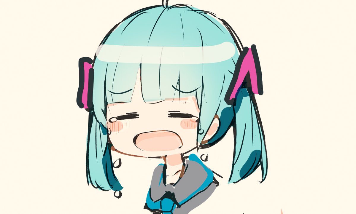 hatsune miku 1girl solo twintails aqua hair open mouth crying closed eyes  illustration images