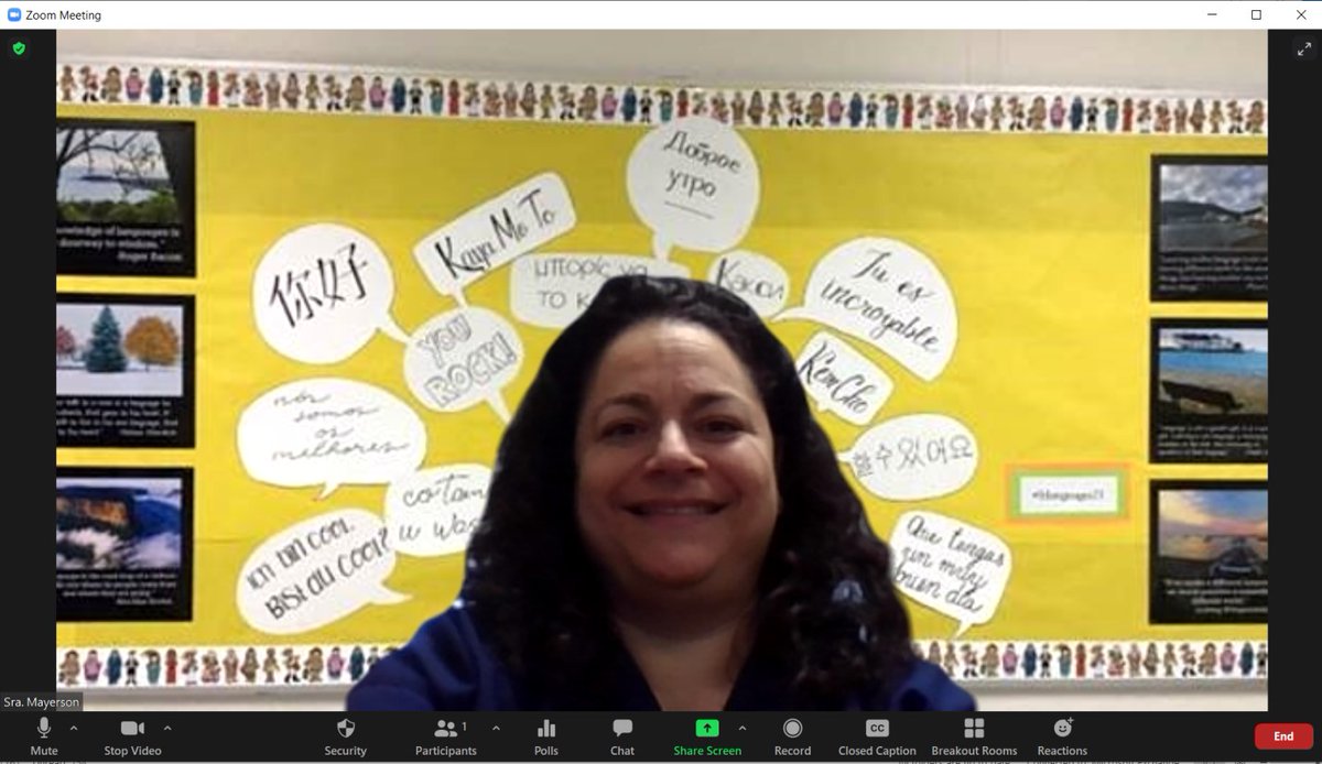 SraM_LZ95's tweet photo. Correction:
It's National World Language Week!🌎🌍🌏 
@LZHSBears check out the cool bulletin board upstairs in the D-wing. Take a selfie &amp; tag it with #lzlanguages21 2 B entered in a drawing. Not @ school? No worries. Save the pic as a Zoom background &amp; take a selfie that way! https://t.co/Cx1QxdwzOK