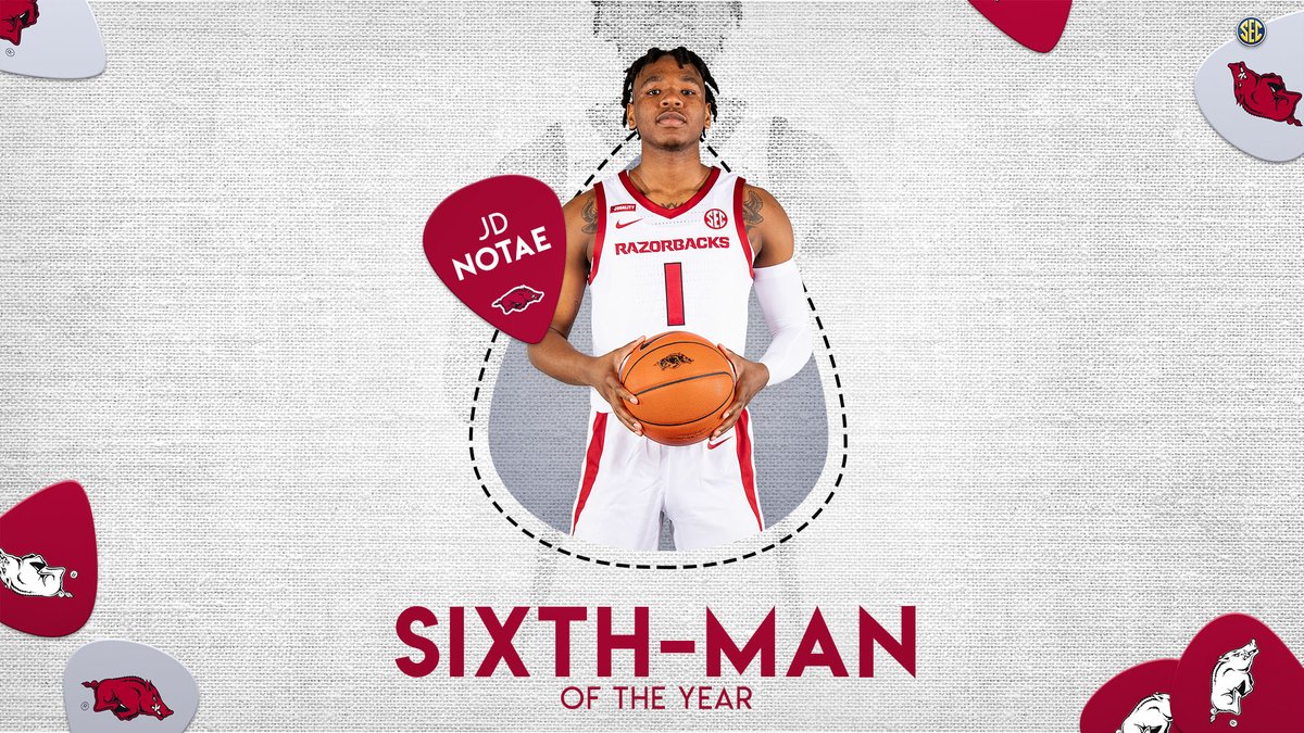 SEC's tweet photo. 2021 #SECMBB Sixth-Man of the Year: @jdnotae 🐗

🏀 » https://t.co/r9HcPxMKfj. #WPS https://t.co/xLGYYi7xDB
