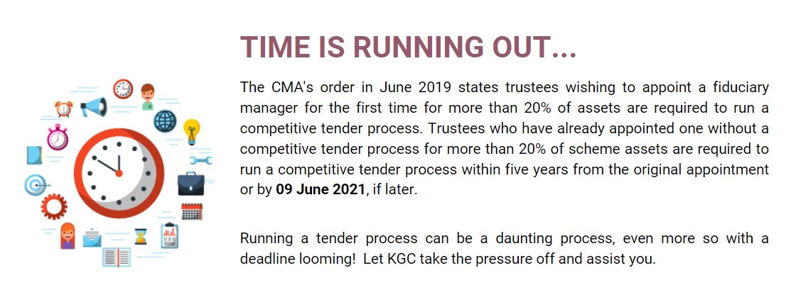 We've been running FM tender processes for over 10 years. We've the knowledge, experience &amp; expertise to help you make the right choice for now &amp; importantly, into the future. 
Contact us for more info - enquiry@kgcassociates.com
#fiduciary #investment #governance #CMA #pensions