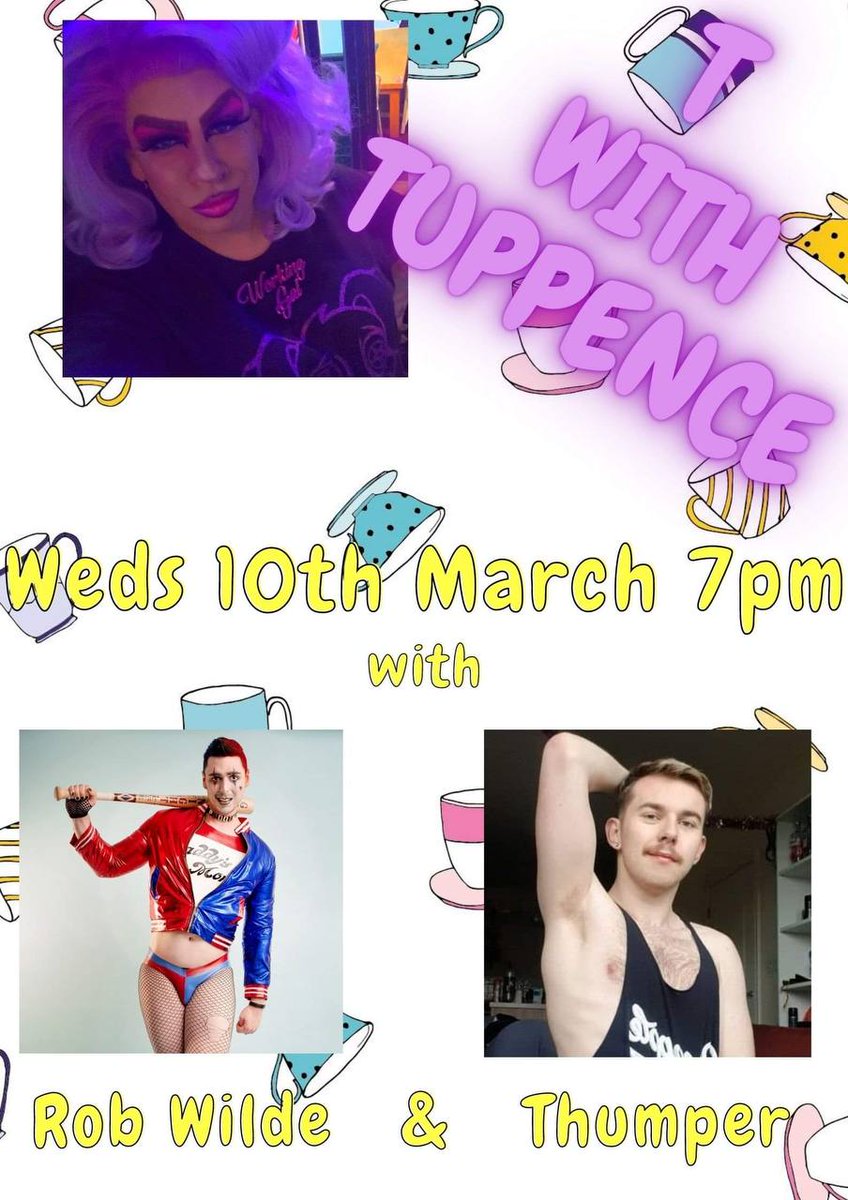 RdgFetishClub's tweet photo. Tomorrow 10th March at 7pm our Chairperson (Thumper) and the lovely @ItsRobWilde will be joining Tuppence (@alextingz) for T!!
Talking about T and whatever comes to mind! Link will be posted here tomorrow at 7pm.
#supportourqueens https://t.co/vUuc1mrGSB