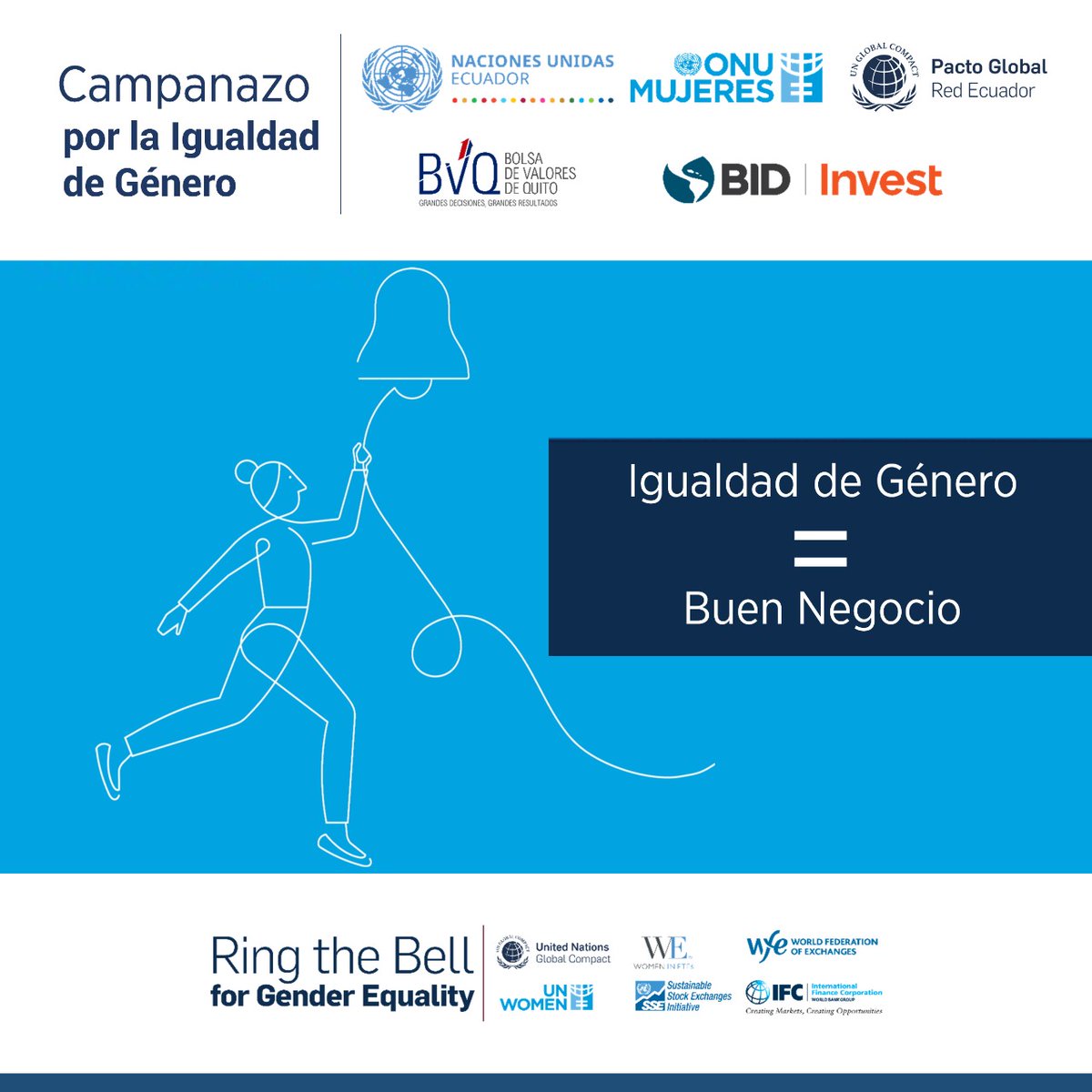 Hoy, <a href="/ONUecuador/">La ONU en Ecuador</a>, <a href="/onumujeresEcu/">ONU Mujeres Ecuador</a>, @PactoGlobalEc, <a href="/valoresbvq/">Bolsa de Valores Quito</a> y <a href="/BIDInvest/">BID Invest - IDB Invest</a>, conmemoramos el #DiaInternacionalDeLaMujer tocando el “Campanazo por la #IgualdadDeGenero” resaltando el liderazgo de las mujeres para lograr una sociedad equitativa en un mundo COVID-19.
FB Live📲11:00