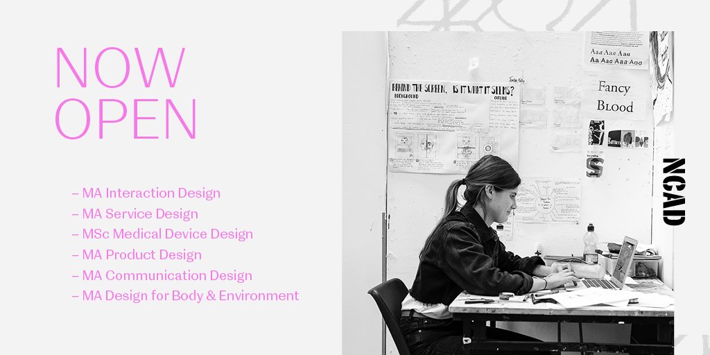 NCAD_Dublin's tweet photo. Applications NOW open for all postgraduate courses in the School of Design at NCAD. More information: https://t.co/abhaXL0auQ
#boldandcurious #studyatncad #ncadpostgraduate #mastersdegree #studyindublin #studyabroad #ncaddesign https://t.co/Ur0uPg5NY5