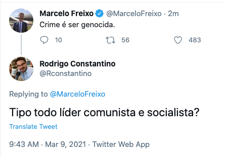 Rconstantino's tweet photo. Deputado do PSOL, defensor do regime cubano e de Maduro, acusando alguém de genocida?! https://t.co/VDjCOGnRON