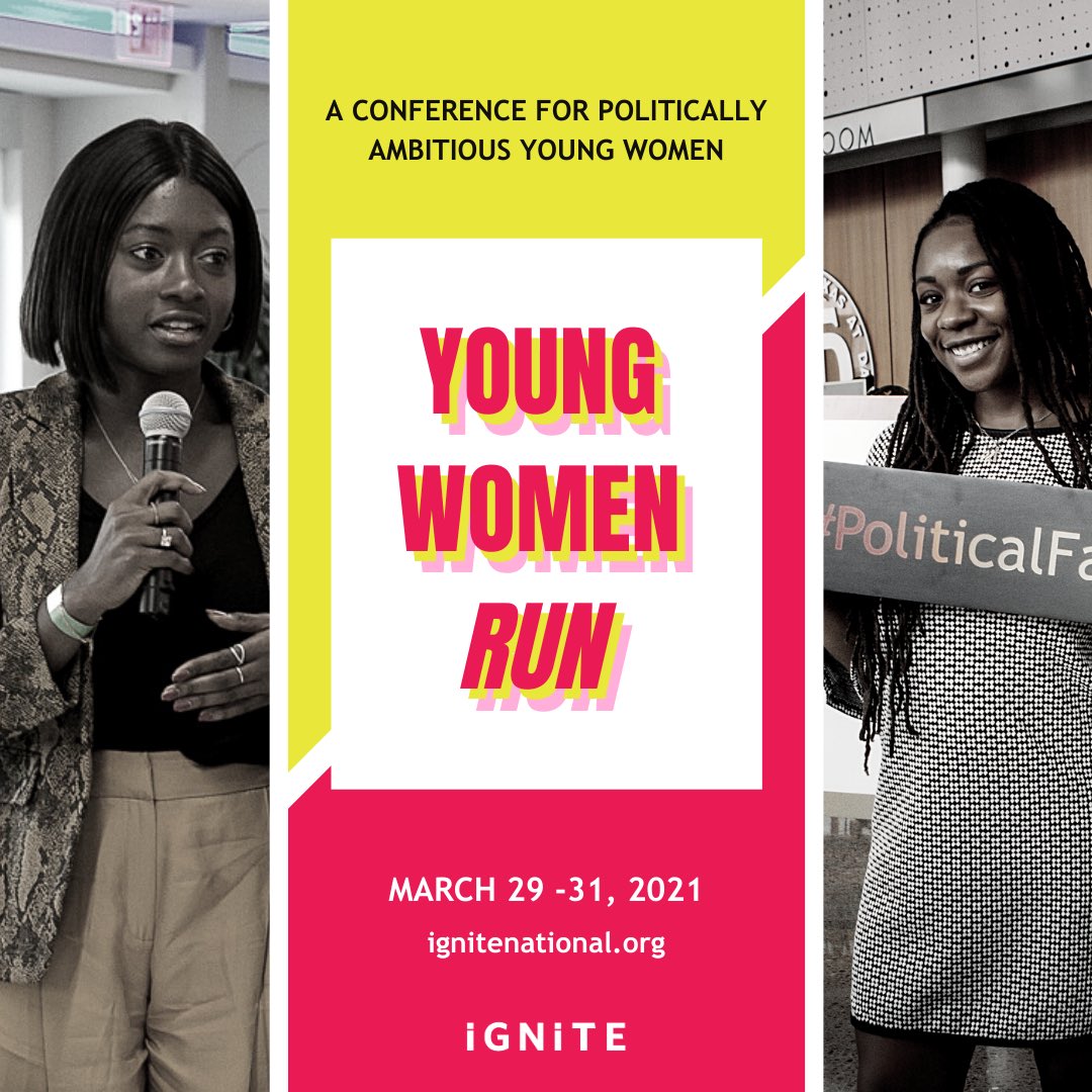 Interested in running for office now or in the future? Do you want to meet other like-minded college women from across the country? Join the Ignite National Conference “Young Women Run.”

Tickets are free for 3 full days of online programming March 29-31st. Register in bio!