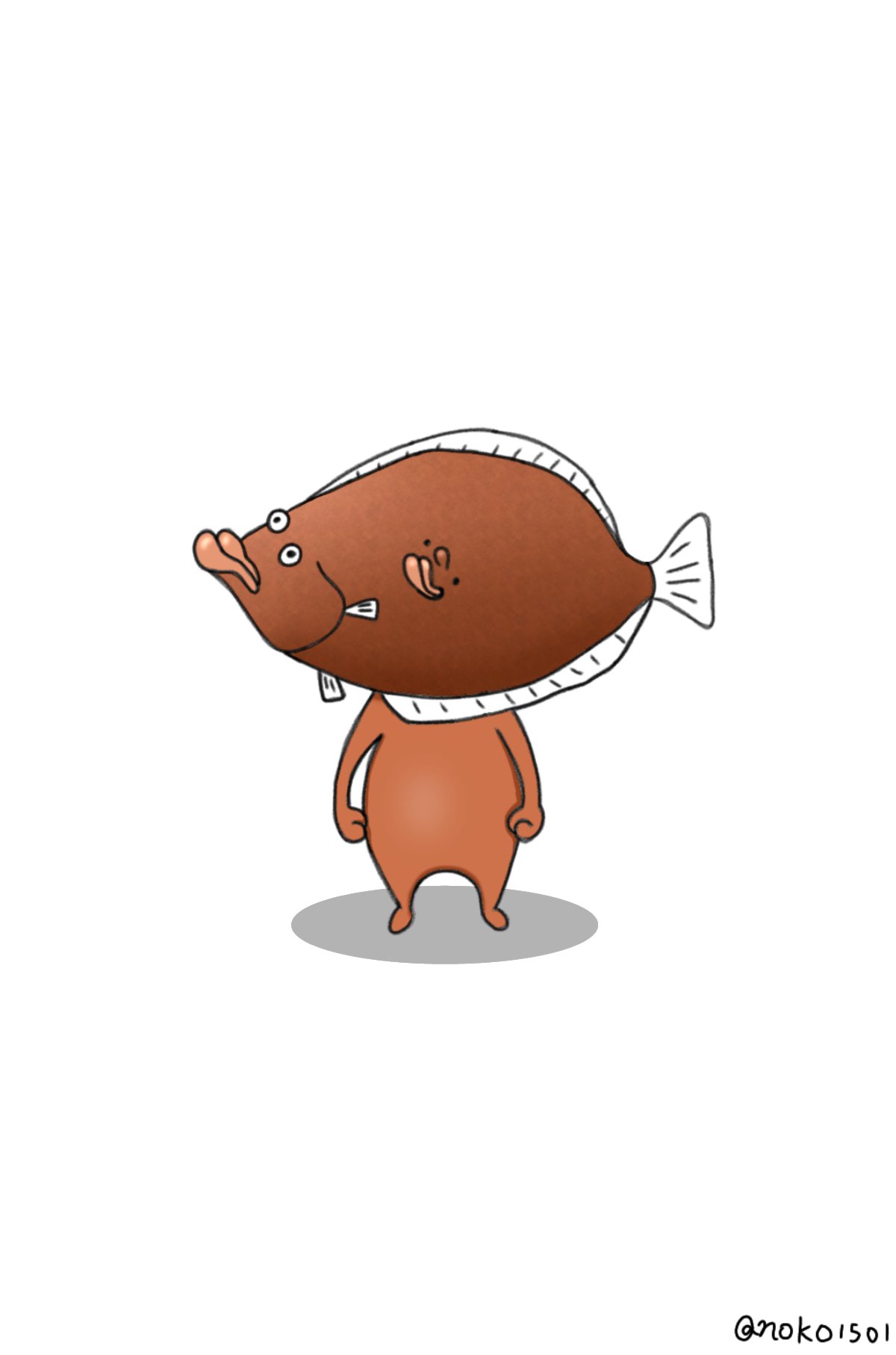 ナカノコ 平目 平男 ヒラメ ヒラオ 村で暮らすヒラメの男性 いつも家の縁側でゴロゴロ寝ている カレイと間違われると怒る ナカノコ村 イラスト Ibispaint お絵描き オリジナルキャラクター T Co Jt1tk2shev Twitter