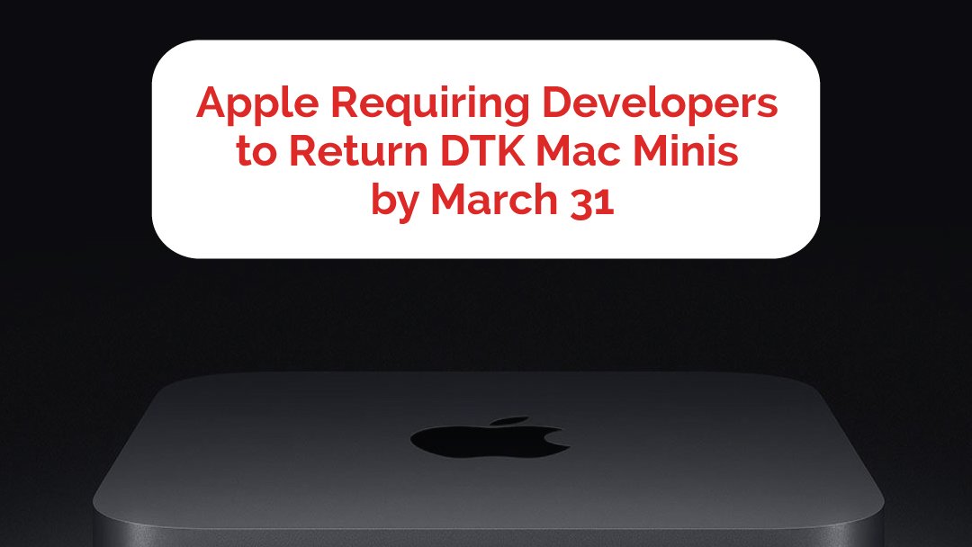 AppZoroT's tweet photo. #Apple Requiring Developers to Return DTK Mac Minis by March 31.
.
stay tuned for the latest tech news @AppZoroT
#technews #techupdates #appleiphone #iPhones #mackbooks #iosapps #iosappdevelopment #iPhoneAppDevelopment #mobileapplications #appzoro #appzorotechnologies https://t.co/U5QYeCUDFf