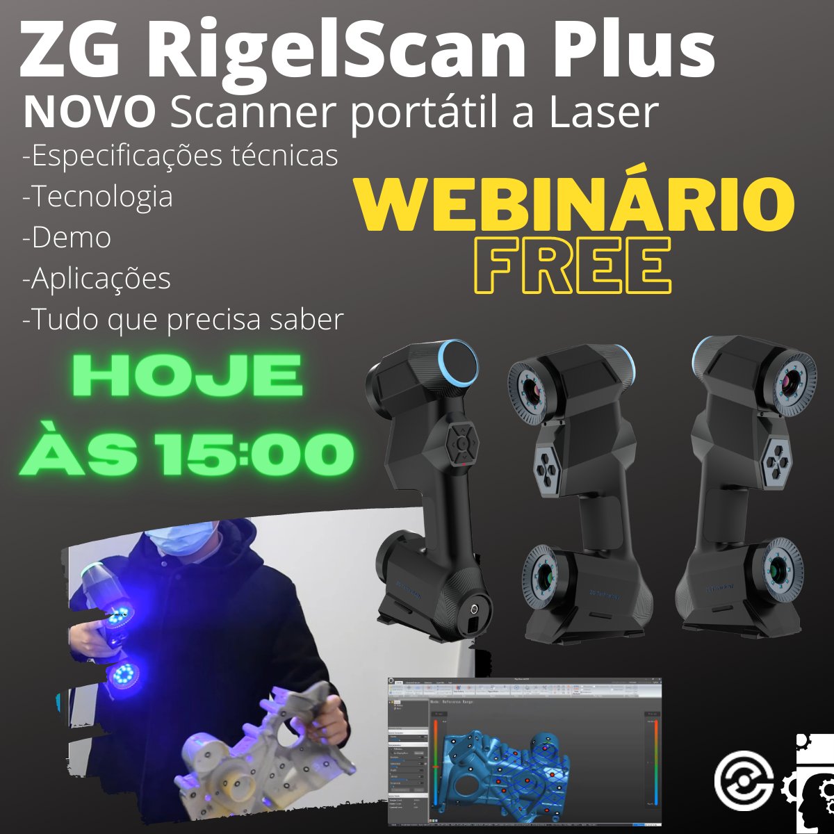 IdeiaProjeto's tweet photo. Pessoal, as 15:00h eu vou fazer um Webinário sobre o NOVO Scanner 3D RigelScan PLUS e vou falar sobre as especificações ténicas, as aplicações e fazer uma demo. Espero você. 
https://t.co/LE6e8UQirC   

#RigelScanPlus  #scanner3dportatil #scanner3D #zgtechnology #ideiaprojeto https://t.co/L1SPfVDuh6