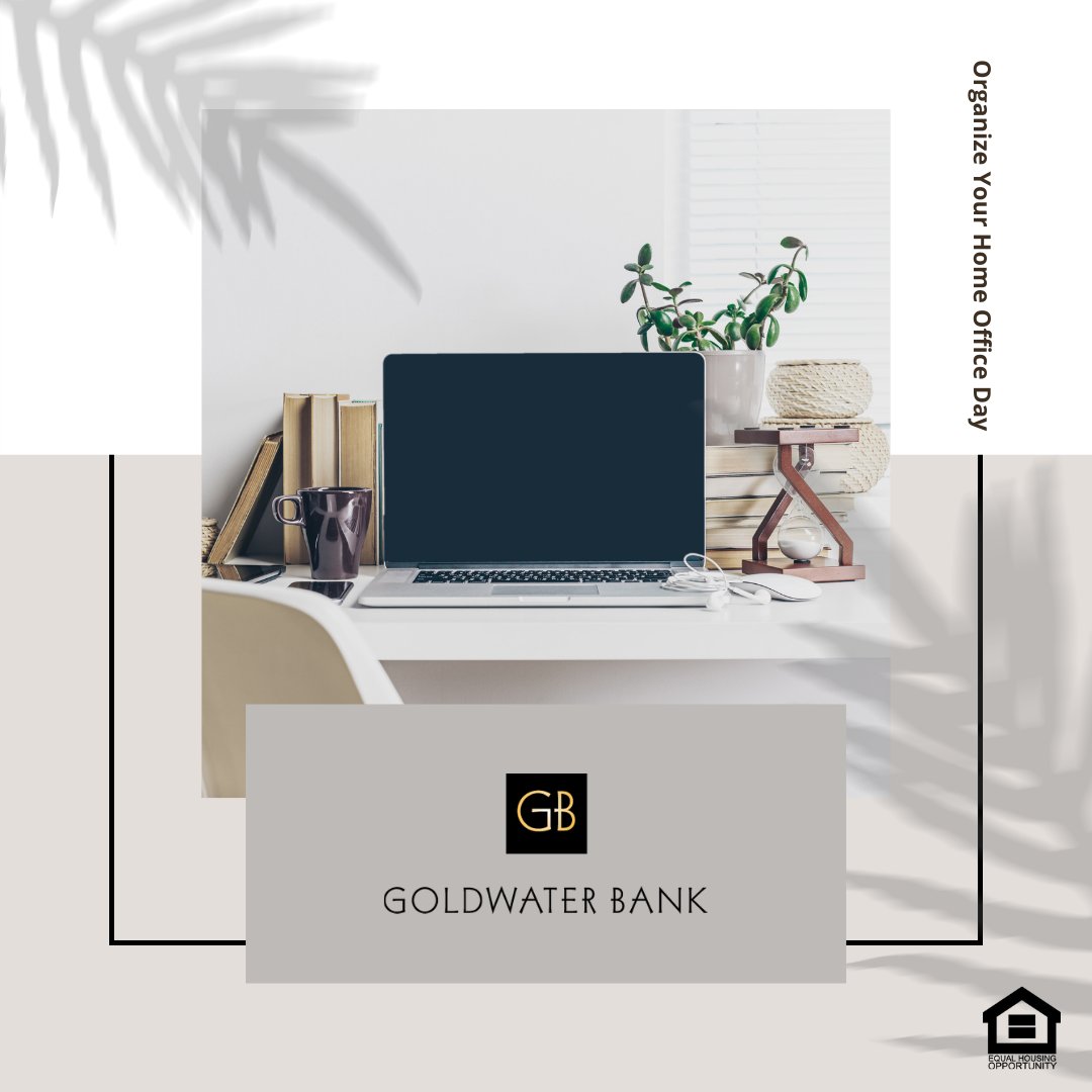 GoldwaterBank's tweet image. Is it time to reorganize? Maybe it's time for a room makeover. Look to our team for a renovation loan to get the most out of your home office! #organizeyourhomeofficeday #renovationloan #mortgage #goldwaterbank