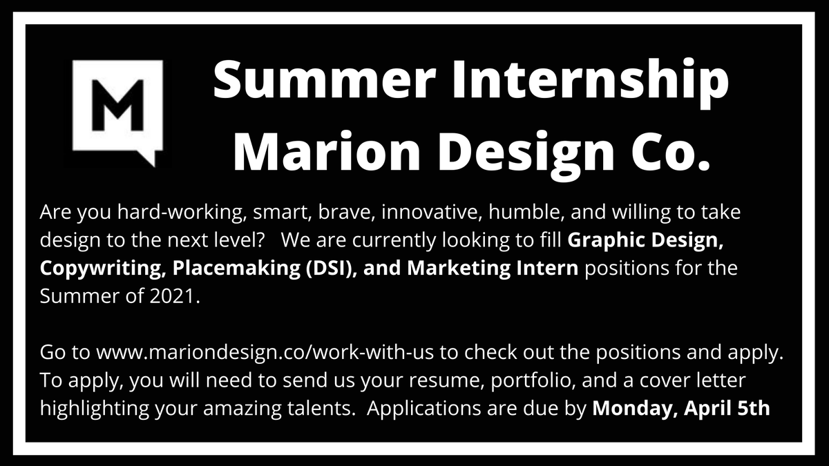 IWUcom's tweet image. Are you interested in graphic design, copywriting, placemaking, or marketing? Check out this amazing internship opportunity! Applications are due by Monday, April 5th!

#iwucomm #internship #summer2021 #indwes