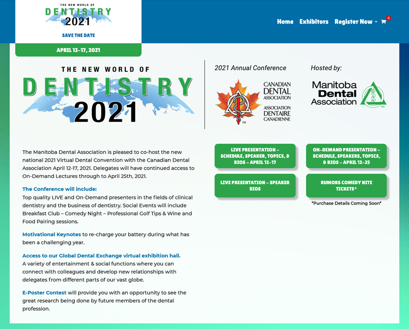The Manitoba Dental Association is pleased to co-host the new national 2021 Virtual Dental Convention with the Canadian Dental Association April 12-17, 2021. Have a look at the new 2021 Convention web site at mdacda2021.com #WordPress