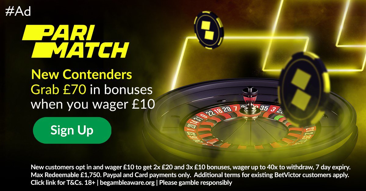 UK offer 🇬🇧 
Pari Match Casino! Part of BetVictor 
Big sign up bonus of £70 when you wager only £10 
The site also has a good sports book with 100’s of inplays ⚽️ 
CLAIM ➡️ bit.ly/3eLAhHt
#AD 18+ T&amp;C’s apply