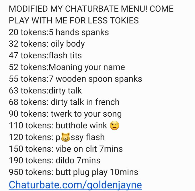 NEW TIP MENU ON CHATURBATE CUM PLAY WITH ME https://t.co/VrRqoF5lUM