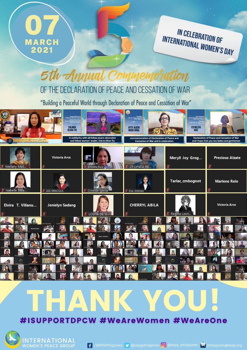 March 7 was a very precious day for IWPG Philippines as we celebrate the 5th Annual Commemoration of DPCW and inline with the International Women's Day. 

We can do it, if we do it.
#IsupportDPCW
#IWD2021
#IWPG
#WeareOne