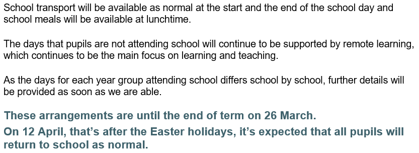 DGCEducation's tweet photo. Parent/Carer/Pupil update on phase 2 return of schools from 15 March 2021.
#DGCSchools #DGCEducation https://t.co/AS1P9fs5b7