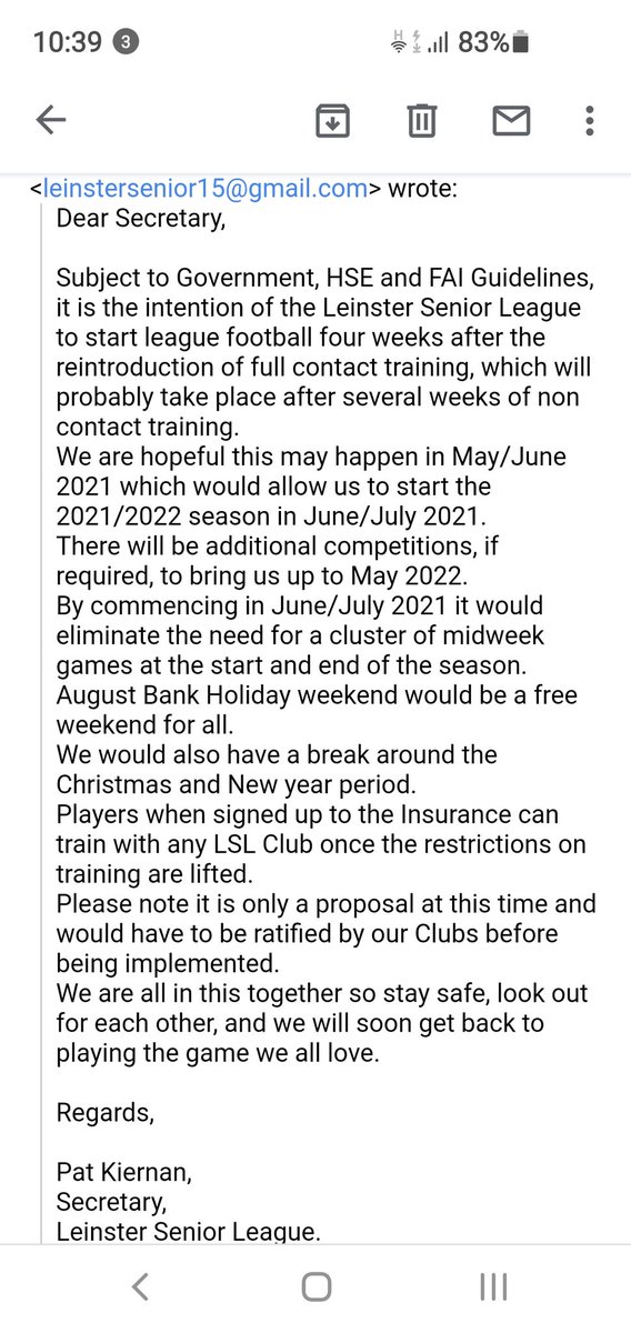 Notice to club Secretaries