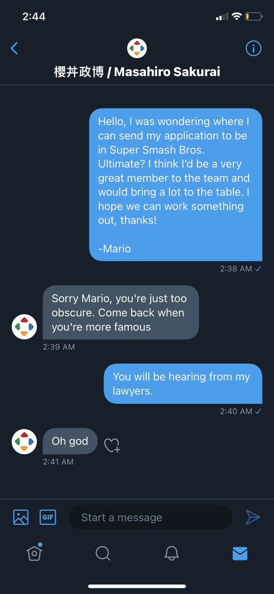 SuperMarioNin's tweet photo. @Sora_Sakurai I’m leaking our DMs https://t.co/BwXMEsbxUj