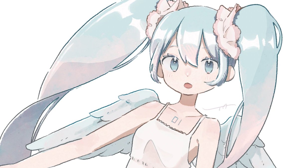 初音ミク 「てんし
#ミクの日 #ミクの日2021 」|てとら うう🐑ﾄﾞﾛｰｲﾝｸﾞﾓｰﾙ🐏のイラスト