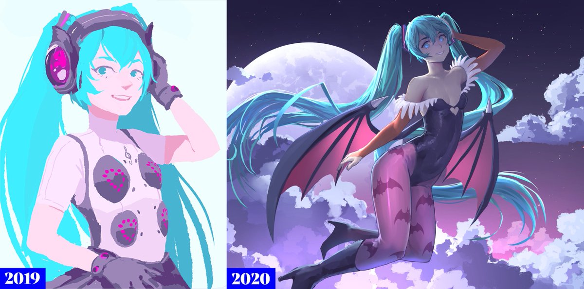 I always used Miku to experiment and to see how much I've improved. It also perfectly shows that I have no style whatsoever lol (actually I kind of settled with a style now)
#ミクの日 #ミクの日2021 