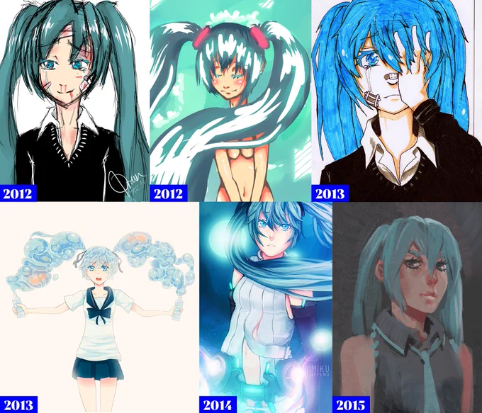 I always used Miku to experiment and to see how much I've improved. It also perfectly shows that I have no style whatsoever lol (actually I kind of settled with a style now)#ミクの日 #ミクの日2021 