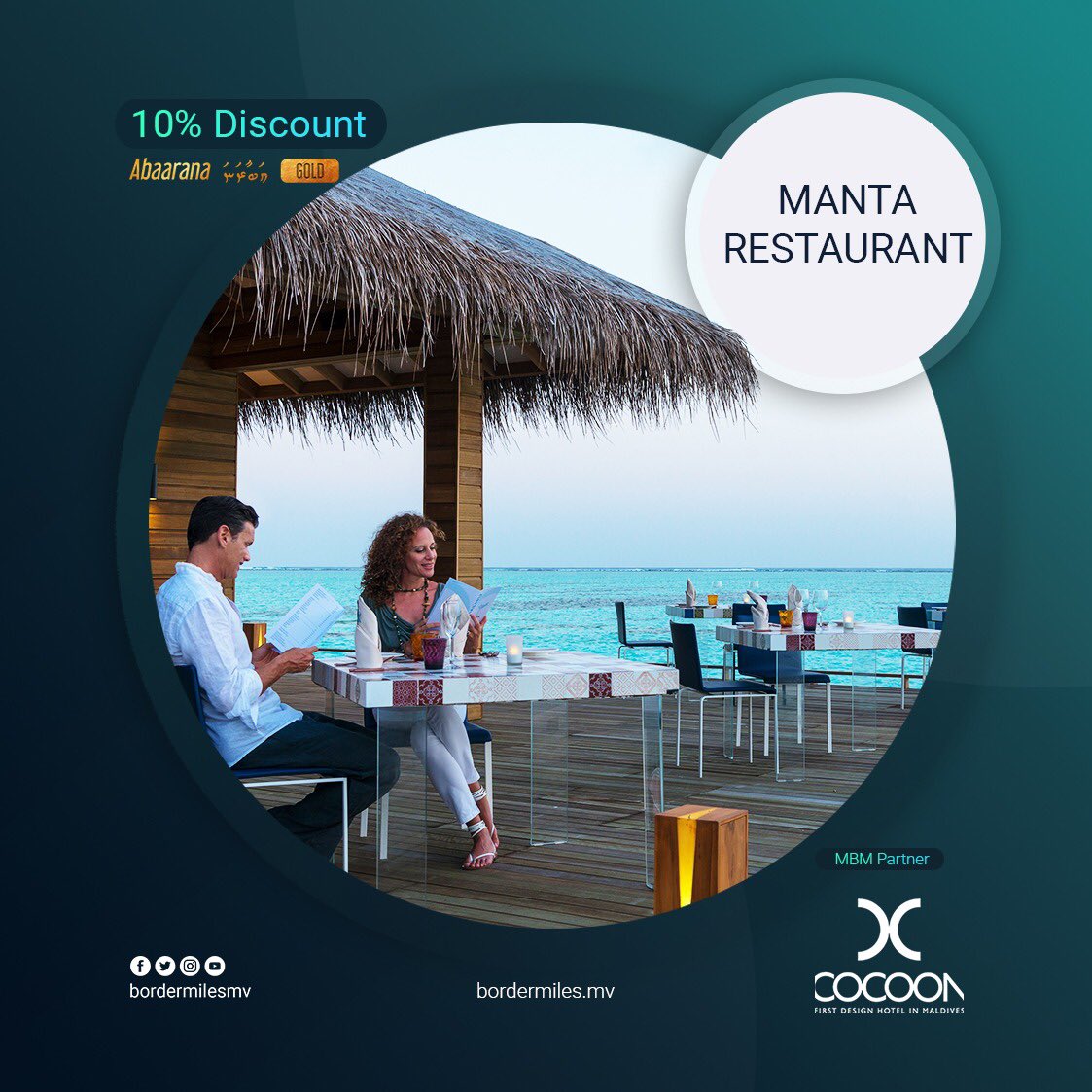 Have an unforgettable dining experience at Manta, <a href="/CocoonMaldives/">Cocoon Maldives</a> finest a'la carte dining restaurant located overwater with a spectacular view of the ocean and the beach.
✨
.
.
.
#BorderMilesMv #VisitMaldives #WorldsLeadingDestination #Cocoonmaldives