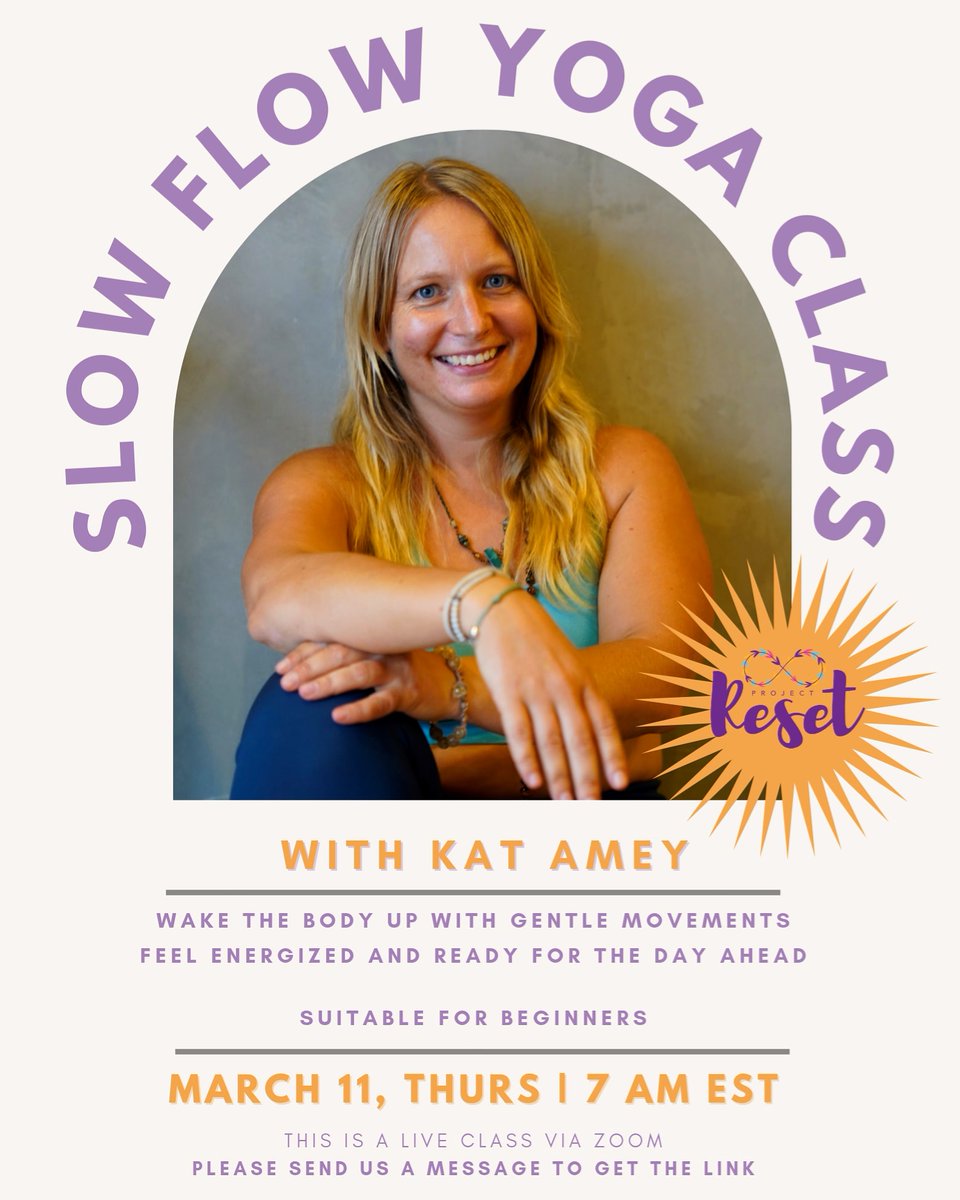Stressful midterms? #Reset with us on Thursday, March 11 at 7 am est for a slow flow morning yoga class with Kat Amey! Feel free to message us to get the link 💕