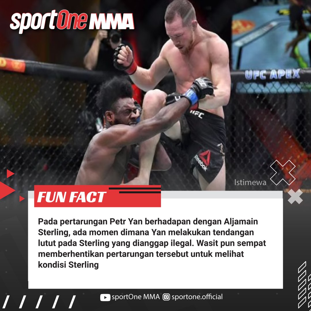 tvOneNews's tweet photo. Aljamain Sterling dinobatkan sebagai juara baru kelas Bantam setelah berhasil menang dengan kemenangan diskualifikasi
Simak video selengkapnya di youtube sportOne MMA dengan klik https://t.co/v4Nj1w9Z2R.
.
#sportOneMMA #sportOneFunFact #UFC259 #MMA #AljamainSterling #PetrYan https://t.co/jKmclBEYpX