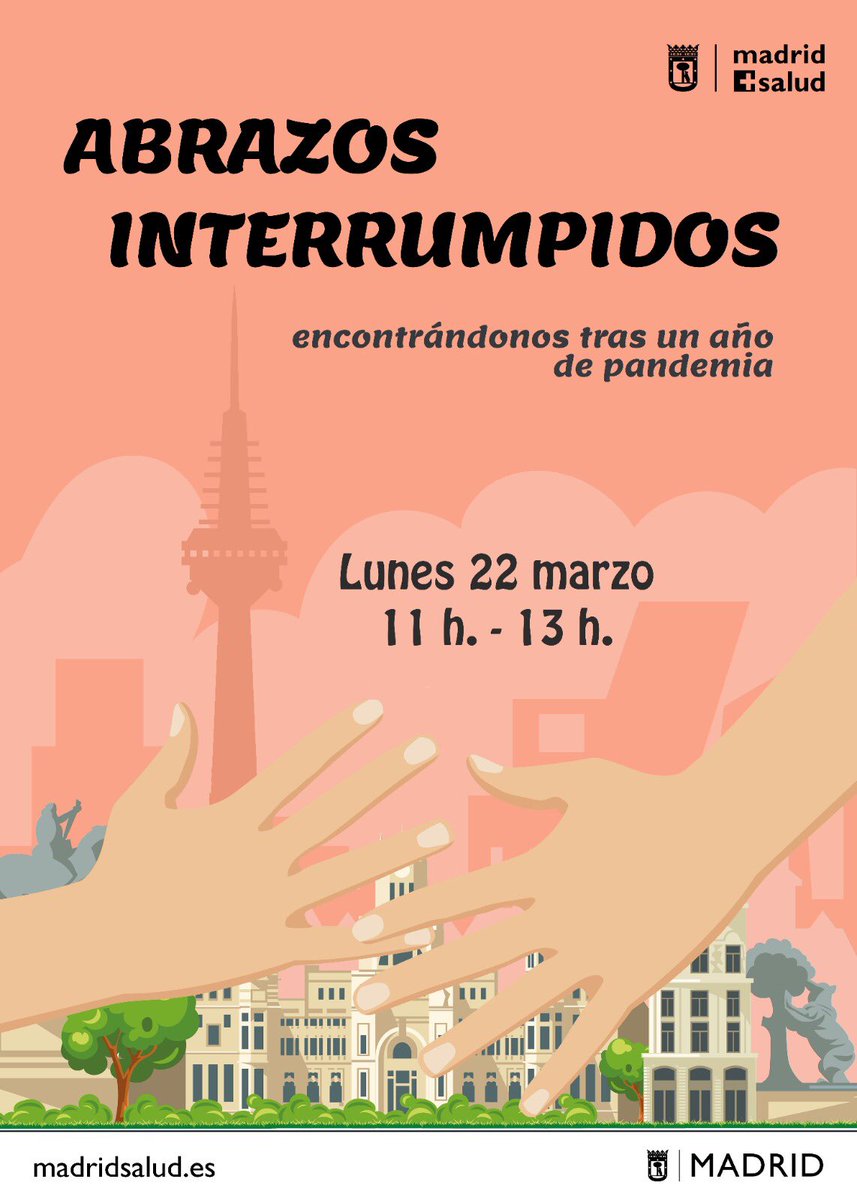 RosaliaLGlez's tweet photo. En este año de pandemia hemos perdido muchas cosas, pero también nos hemos adaptado y aprendido muchas otras.📍Encuentro online el día 22 de marzo a las 11h: “Abrazos interrumpidos: encontrándonos tras un año de pandemia” de @madridsalud Para participar⬇️
https://t.co/aLbEwusmji https://t.co/FJwDb7mm6F