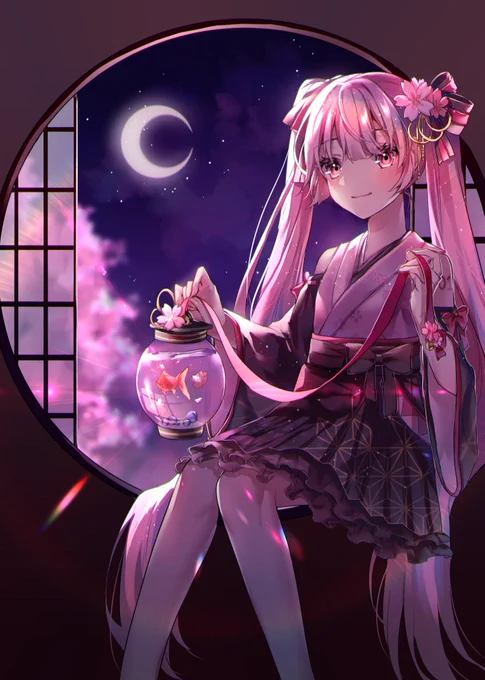 #ミクの日2021 #ミクの日 #初音ミク 
和風桜ミクさん 