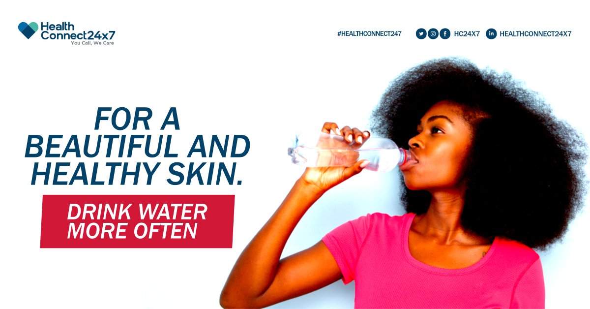 HC24x7's tweet photo. "Drink water and mind your business".
Water is the key to enhancing your beauty and to prolonging your youthful look. Consuming an adequate amount of water every day gives you fresh, soft and glowing skin.
#HealthTips #DrinkWater #Water #HealthConnect247 https://t.co/BgtbXe9mK2