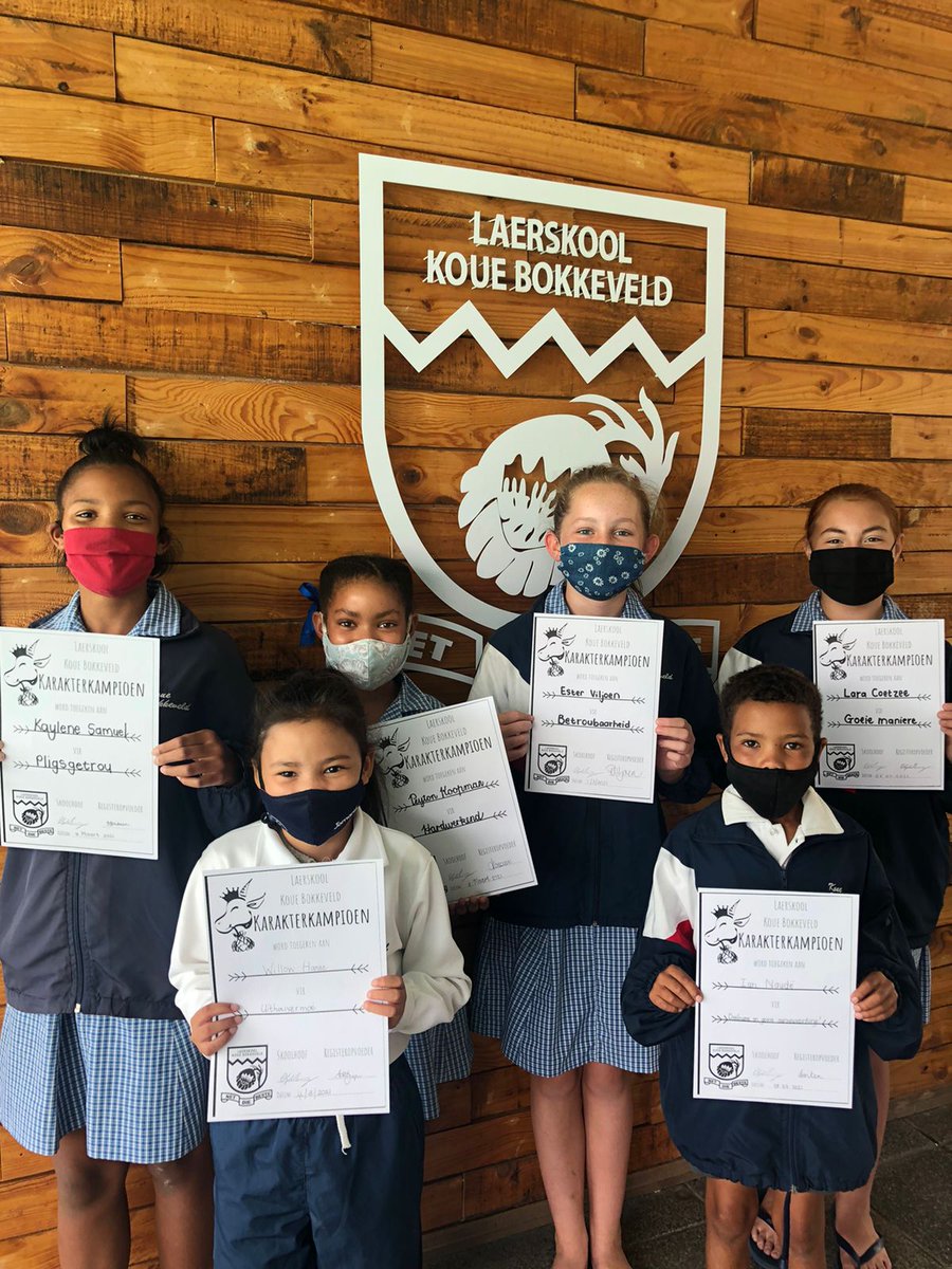 lakobok's tweet photo. Karakterkampioene toon uitsonderlike karaktereienskappe. ⭐
Hierdie leerders het die afgelope twee weke uitgeblink in een (of meer) van ons skool se kernwaardes.
Ons is baie trots op julle!
@WCEDnews
#trotsebokkies https://t.co/XN6pMGmC0y