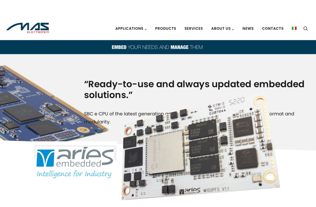 ARIES_Embedded's tweet image. Proud of new sales cooperation with @mas_elettronica for our FPGA #SystemOnModules for clients in Italy, incl. M100PFS w. @MicrochipTech #Polarfire @risc_v #FPGA, MCV SoM with @IntelFPGA PSG Cyclone V, SpiderSoM with Intel PSG MAX10 etc. maselettronica.com/products/?lang…