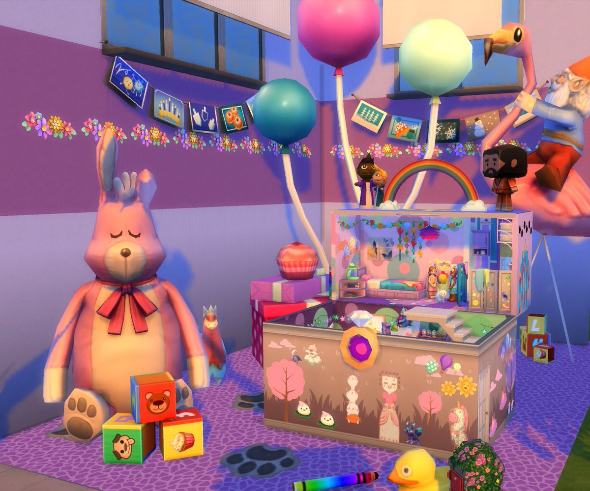 DottyDot89's tweet image. One way I did it was to make the sims normal toys really big to make the child’s toy item look small.  Like the picture below.  I hope that helps 🤞😊