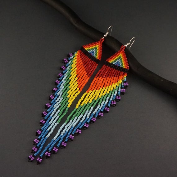gal_iga's tweet photo. Extra long earrings, Beaded Earrings Fringe, https://t.co/OKwnE8etOw #jewelry #earrings #rainbowearrings #festivalearrings https://t.co/eKn8tYDhmk