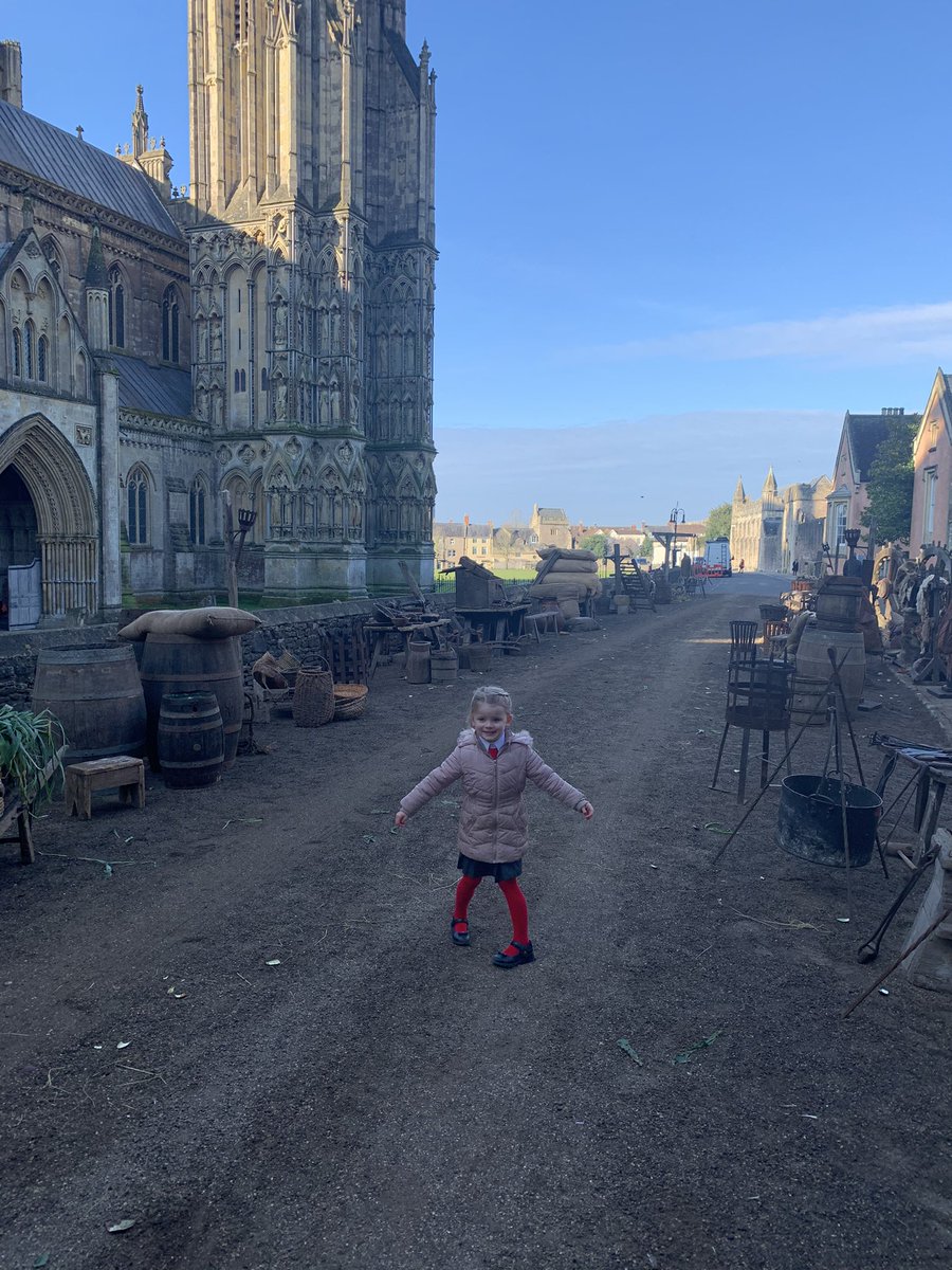 Webbers12's tweet image. A fun walk to school with my rascal this morning through a film set 🎥 ☀️ #Wells