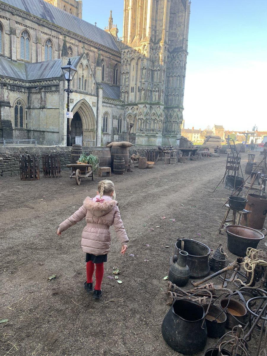 Webbers12's tweet image. A fun walk to school with my rascal this morning through a film set 🎥 ☀️ #Wells