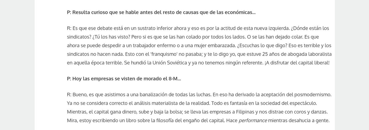 Lidia Falcón señalando las vergüenzas de la izquierda reformista.