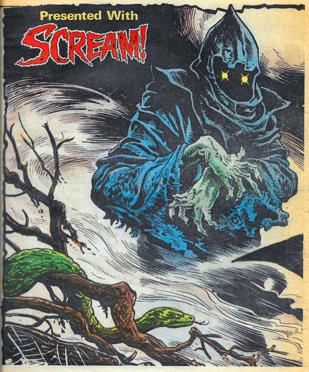 MarkRJones1970's tweet photo. At the same time as starting #Crash magazine (issue 1 dated Feb 1984) for #ZXSpectrum games artist #OliverFrey contributed a poster to #ScreamComic, which started on 31 March 1984. It came in 6 parts on the back cover of the 1st 6 issues. @Gallienus85 @OliverFrey https://t.co/mbm7zteUTR