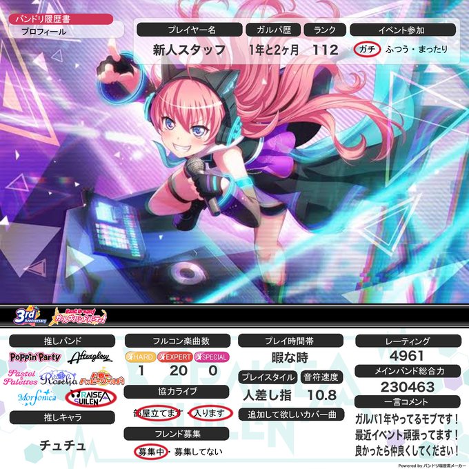 ガルパ履歴書のtwitterイラスト検索結果