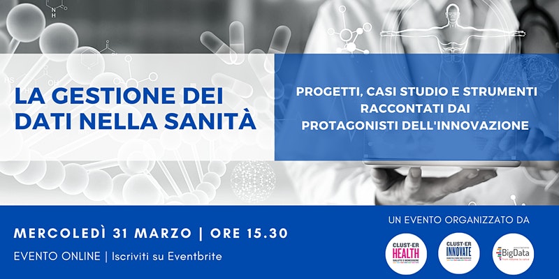 ClustService's tweet photo. Mercoledì 31 marzo ore 15:30 incontro online su "La gestione dei dati nella sanità. Progetti, casi di studio e strumenti raccontati dai protagonisti dell'innovazione". @Arter_ER @Cineca1969 @LepidaScpA @DataRiverSrl @RegioneER #istitutiortopedicirizzoli
https://t.co/uyQURMNPL9 https://t.co/b42JzxlVjx