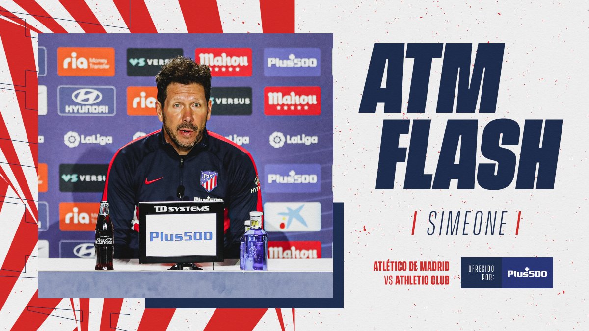 Atleti's tweet photo. 📡🎥 #ATMFLASH

📢 ¡No te pierdas a partir de las 18:15 horas la rueda de prensa de @Simeone previa al #AtletiAthletic.
▶️ ¡Síguela aquí en directo! 

🔴⚪ #AúpaAtleti https://t.co/NnGZQ9O72t