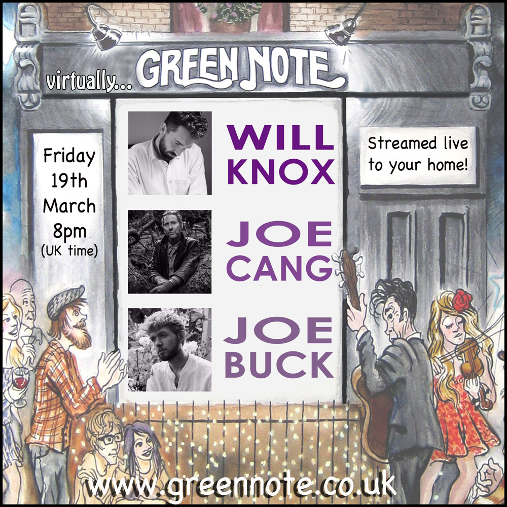 willknoxmusic's tweet photo. Friday 19th March - join us for a virtual show at @GreenNote, I'll be playing in the round with @JoeCang &amp;  @JoeBuckMusic.

https://t.co/1WOm8Ovqii https://t.co/sg6jxMczDa