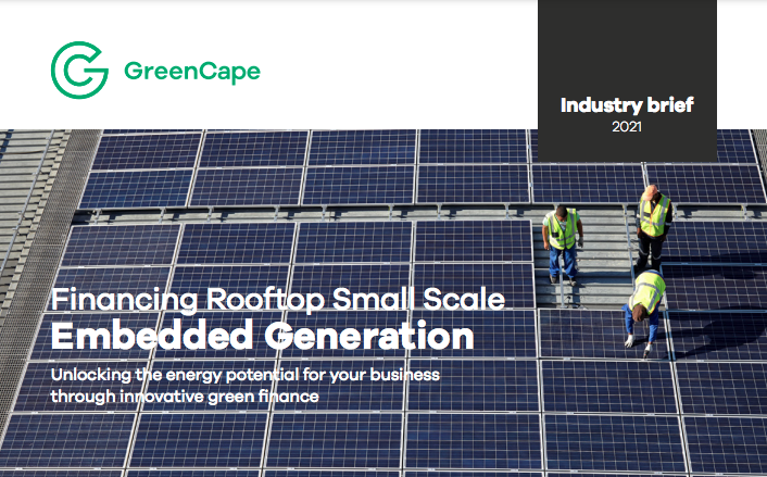 SAPVIA's tweet photo. INDUSTRY BRIEF: @thegreencape has published a new industry brief titled "Financing Rooftop Small Scale Embedded Generation: Unlocking the energy potential for your business through innovative green finance".

Download brief here: https://t.co/C9bpApPxT5

#buildbackbetter #solarpv https://t.co/T718diTaly