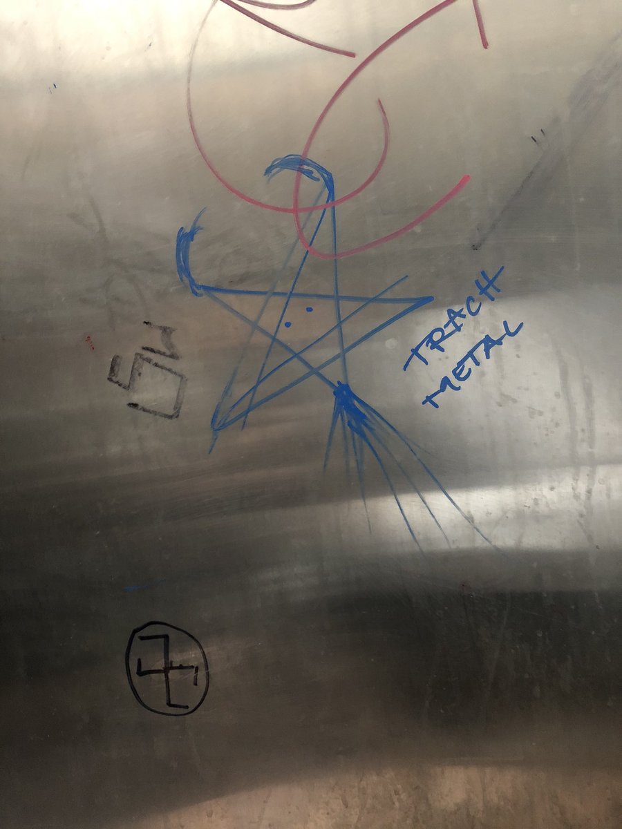 Al3jandroCh's tweet photo. Encontré esto en uno de los baños que están en Operaciones en mi trabajo realmente van enserio cuando dicen qué hay diversidad.  #decepcionahitler #decepcionalucifer #decepcionaslayer
#humor https://t.co/CxNsOiD1ie