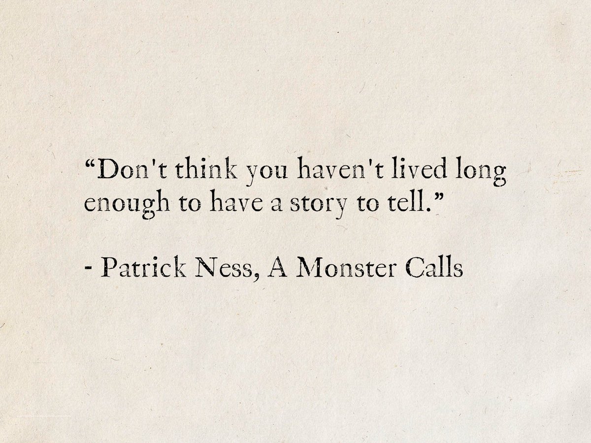 LBoysSchool's tweet image. “Don&apos;t think you haven&apos;t lived long enough to have a story to tell.”

A quote by Patrick Ness from A Monster Calls, one of our chosen LBS 150 books!

#LBS150challenge #6daystogo