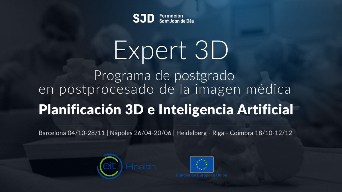 SJD Formación (@sjdformacion) on Twitter photo #EXPERT3D Barcelona acogerá (4/10 - 28/11) una nueva edición del «Programa de postgrado en postprocesado de la imagen médica: Planificación 3D e Inteligencia Artificial».
💡 Dirigido por: <a href="/ArnauVallsEstev/">Arnau Valls Esteve</a> y <a href="/josep_munuera/">Josep Munuera</a>
📣 ¡Inscripciones abiertas!
✍️ bit.ly/Expert3D #EXPERT3D Barcelona acogerá (4/10 - 28/11) una nueva edición del «Programa de postgrado en postprocesado de la imagen médica: Planificación 3D e Inteligencia Artificial».
💡 Dirigido por: <a href="/ArnauVallsEstev/">Arnau Valls Esteve</a> y <a href="/josep_munuera/">Josep Munuera</a>
📣 ¡Inscripciones abiertas!
✍️ bit.ly/Expert3D