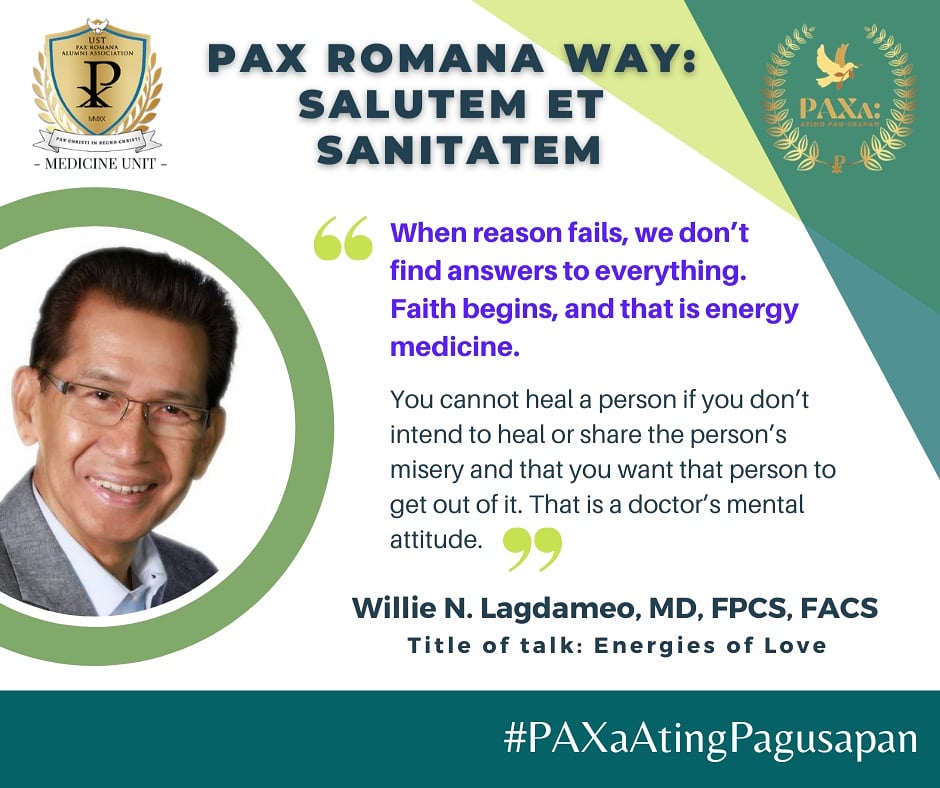 paxalumniMD's tweet photo. The UST Pax Romana Alumni Association - Medicine Unit held its first PAXa: Ating Pag-usapan Talk entitled "Pax Romana Way: Salutem et Sanitatem" last February 13, 2021 via Zoom and Facebook Live.

#PAXaAtingPagusapan
#EnergiesOfLove
#FinancialHealthandResilience https://t.co/r6yvYQiuoO