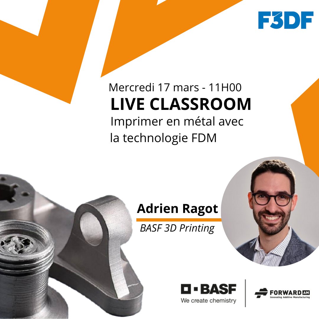 F3DFr's tweet photo. Mercredi 17 mars, participez à notre prochain #LiveClassroom dédié aux applications de l'#impression3D Métal animé par @driragot de @BASF_ForwardAM !

Pour s'inscrire c'est par ici : 
https://t.co/vtN17EBQmO https://t.co/QhHY6fbU1I
